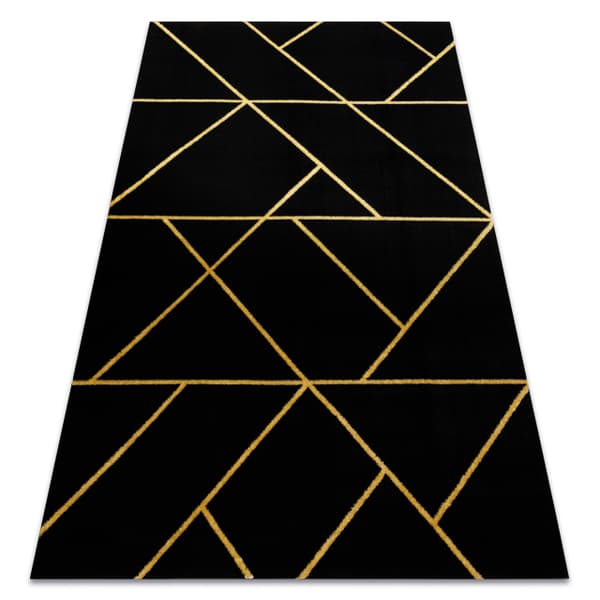 Exklusiv EMERALD Matta 1012 glamour, snygg geometrisk svart / guld, 200x290 cm