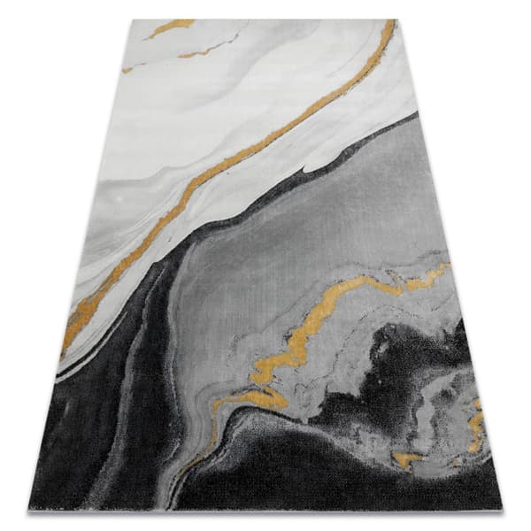Exklusiv EMERALD Matta 1017 glamour, snygg marble svart / guld, 240x330 cm