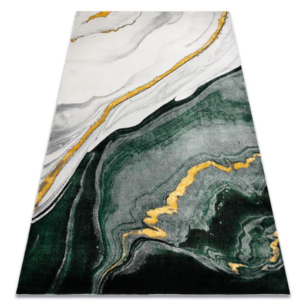 Exklusiv EMERALD Matta 1017 glamour, snygg marble flaska grön / guld, 140x190 cm