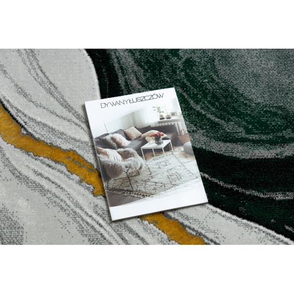 Exklusiv EMERALD Matta 1017 glamour, snygg marble flaska grön / guld, 240x330 cm