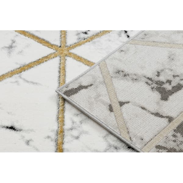 Exklusiv EMERALD Matta 1020 glamour, snygg marble, trianglar svart / guld, 120x170 cm