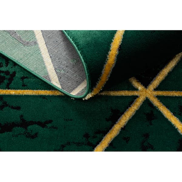 Exklusiv EMERALD Matta 1020 glamour, snygg marble, trianglar flaska grön / guld, 80x150 cm
