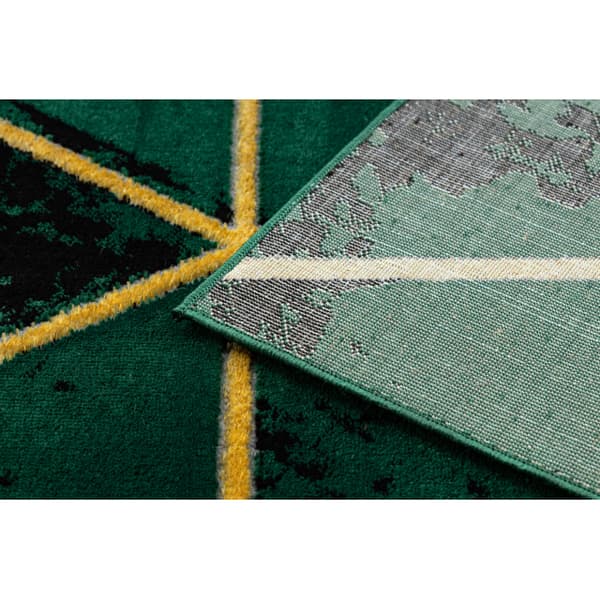 Exklusiv EMERALD Matta 1020 glamour, snygg marble, trianglar flaska grön / guld, 200x290 cm