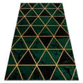 Miniatyrbild 1 av 5: Exklusiv EMERALD Matta 1020 glamour, snygg marble, trianglar flaska grön / guld, 200x290 cm