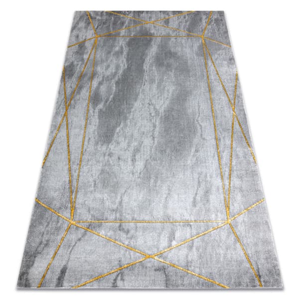 Exklusiv EMERALD Matta 1022 glamour, snygg geometrisk, marble grå / guld, 200x290 cm