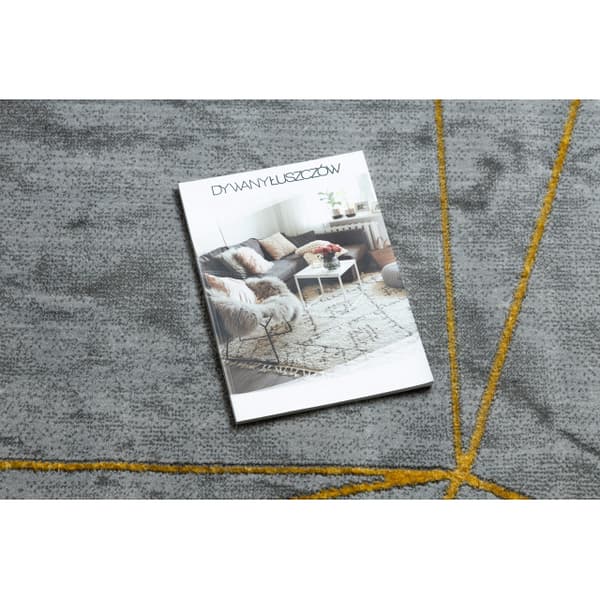 Tæppe EMERALD eksklusiv 1022 glamour, stilfuld geometrisk, marmor grå / guld, 240x330 cm