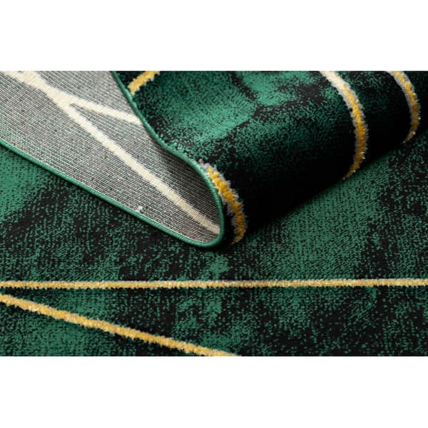 Exklusiv EMERALD Matta 1022 glamour, snygg geometrisk, marble flaska grön / guld, 240x330 cm
