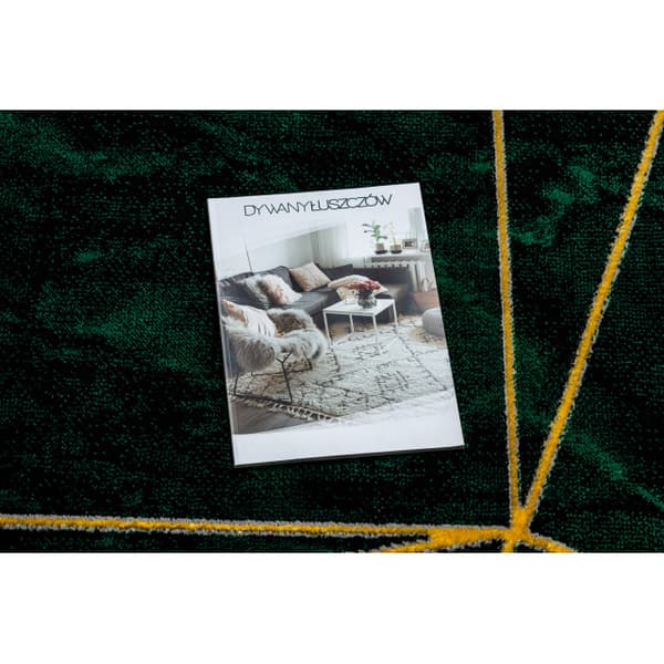 Exklusiv EMERALD Matta 1022 glamour, snygg geometrisk, marble flaska grön / guld, 240x330 cm