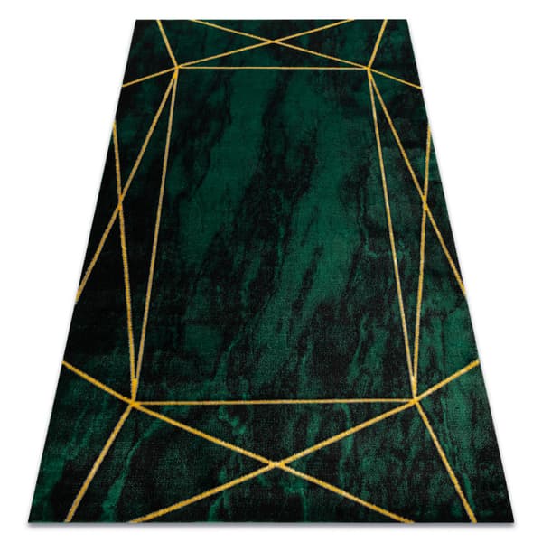 Exklusiv EMERALD Matta 1022 glamour, snygg geometrisk, marble flaska grön / guld, 240x330 cm