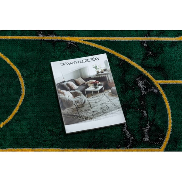 Exklusiv EMERALD Matta 1016 glamour, snygg art deco, marble flaska grön / guld, 200x290 cm