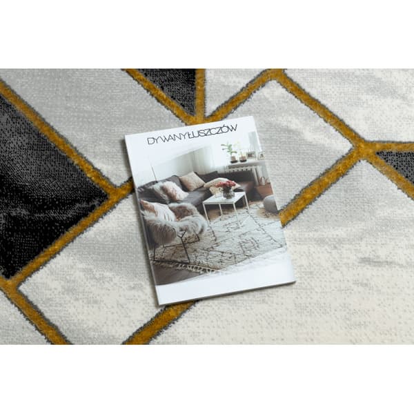 Exklusiv EMERALD Matta 1015 glamour, snygg marble, geometrisk svart / guld, 240x330 cm