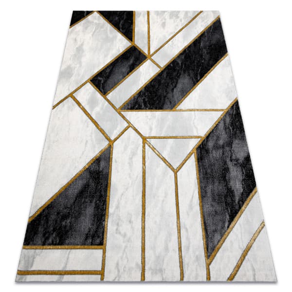 Exklusiv EMERALD Matta 1015 glamour, snygg marble, geometrisk svart / guld, 240x330 cm
