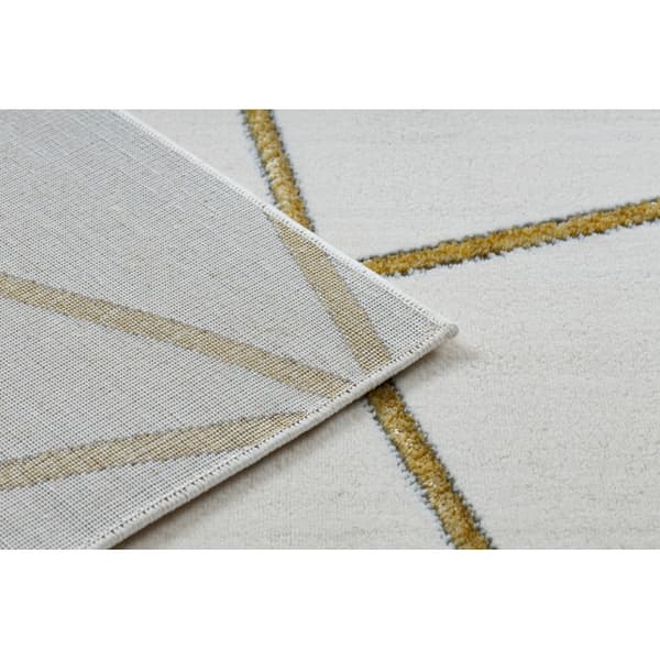 Exklusiv EMERALD Matta 1013 glamour, snygg geometrisk kräm / guld, 160x220 cm