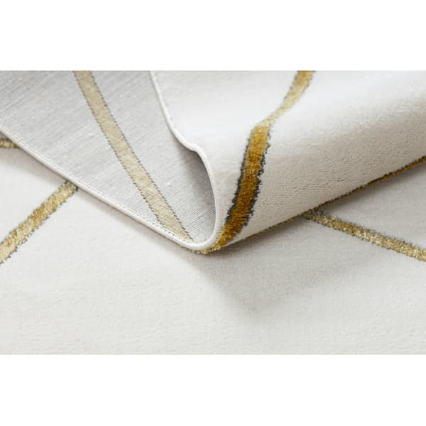 Exklusiv EMERALD Matta 1013 glamour, snygg geometrisk kräm / guld, 160x220 cm
