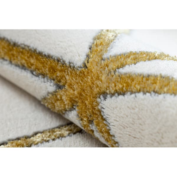 Exklusiv EMERALD Matta 1013 glamour, snygg geometrisk kräm / guld, 160x220 cm