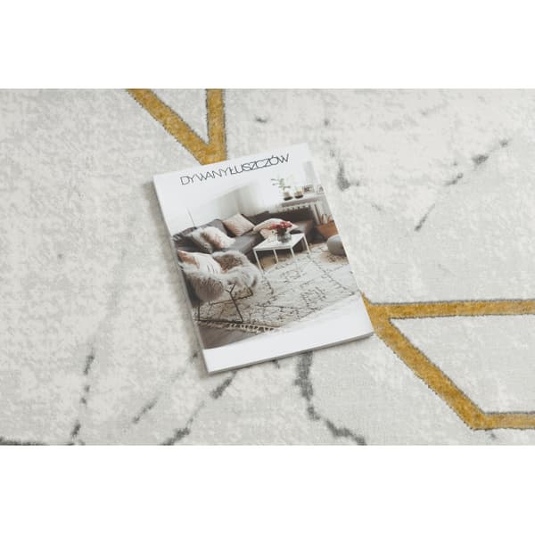 Exklusiv EMERALD Matta 1019 glamour, snygg diamant, marble kräm / guld, 240x330 cm