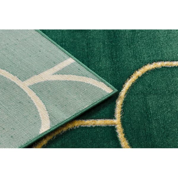 Exklusiv EMERALD Matta 1021 glamour, snygg art deco, flaska grön / guld, 140x190 cm
