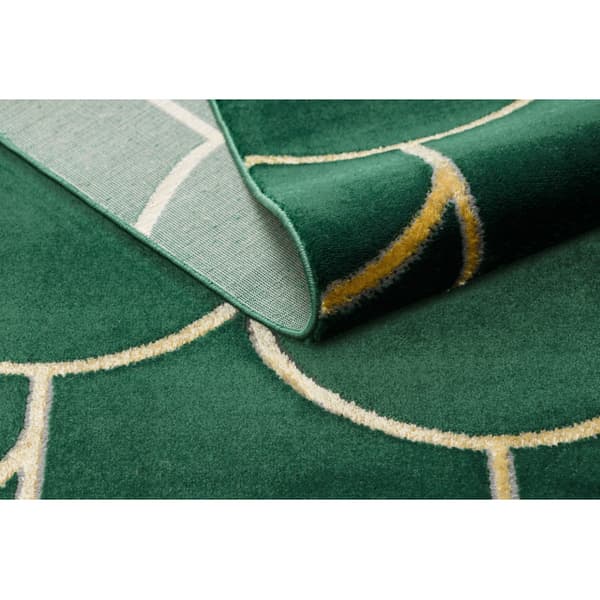Exklusiv EMERALD Matta 1021 glamour, snygg art deco, flaska grön / guld, 140x190 cm