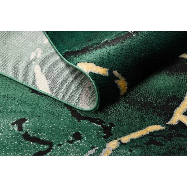 Exklusiv EMERALD Matta 1018 glamour, snygg marble flaska grön / guld, 120x170 cm