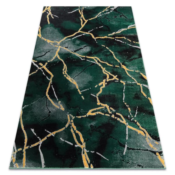 Exklusiv EMERALD Matta 1018 glamour, snygg marble flaska grön / guld, 120x170 cm