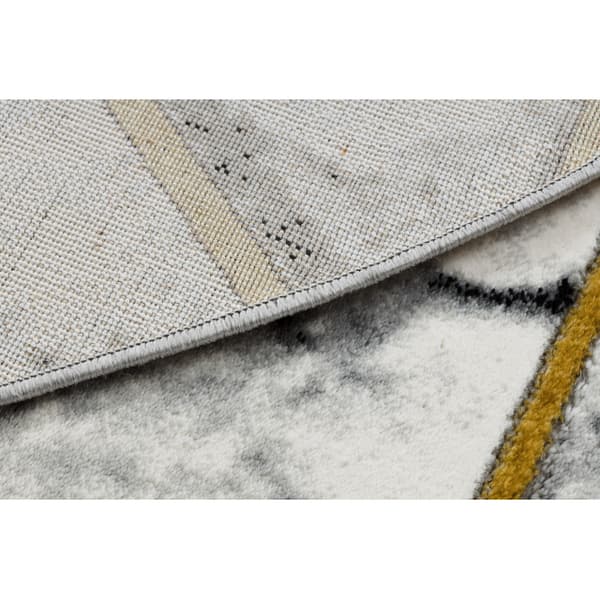 Exklusiv EMERALD Matta 1020 circle - glamour, snygg marble, trianglar svart / guld, cirkel 200 cm
