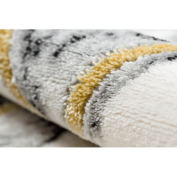 Exklusiv EMERALD Matta 1020 circle - glamour, snygg marble, trianglar svart / guld, cirkel 200 cm