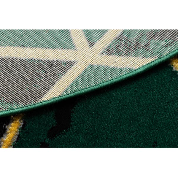 Exklusiv EMERALD Matta 1020 circle - glamour, snygg marble, trianglar flaska grön / guld, cirkel 120 cm