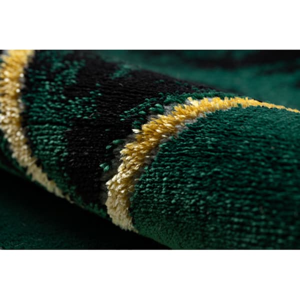 Exklusiv EMERALD Matta 1020 circle - glamour, snygg marble, trianglar flaska grön / guld, cirkel 160 cm