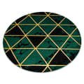 Miniatyrbild 1 av 5: Exklusiv EMERALD Matta 1020 circle - glamour, snygg marble, trianglar flaska grön / guld, cirkel 160 cm