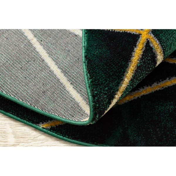 Exklusiv EMERALD Matta 1022 circle - glamour, snygg marble, geometriskflaska grön / guld, cirkel 120 cm