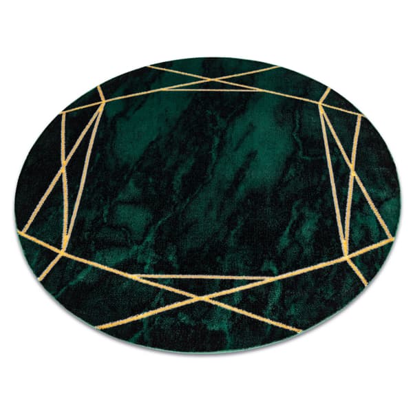 Exklusiv EMERALD Matta 1022 circle - glamour, snygg marble, geometriskflaska grön / guld, cirkel 120 cm