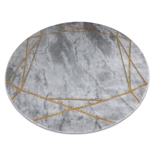 Exklusiv EMERALD Matta 1022 circle - glamour, snygg marble, geometrisk grå / guld, cirkel 160 cm