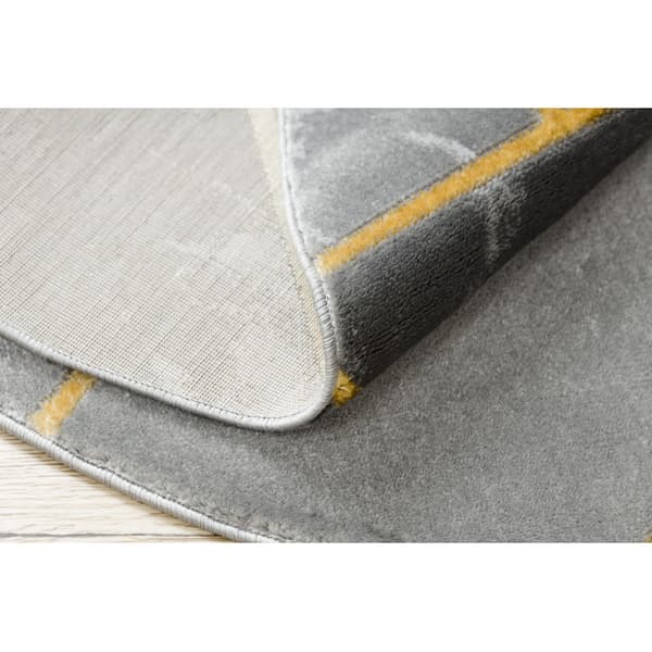 Exklusiv EMERALD Matta 1012 circle - glamour, snygg marble, geometrisk grå / guld, cirkel 200 cm