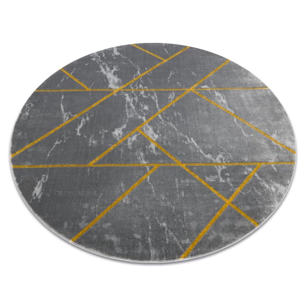 Exklusiv EMERALD Matta 1012 circle - glamour, snygg marble, geometrisk grå / guld, cirkel 200 cm