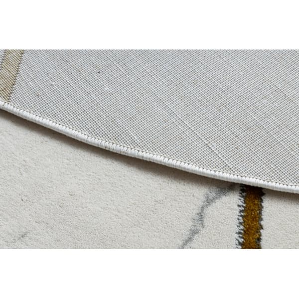 Exklusiv EMERALD Matta 1012 circle - glamour, snygg marble, geometrisk kräm / guld, cirkel 160 cm