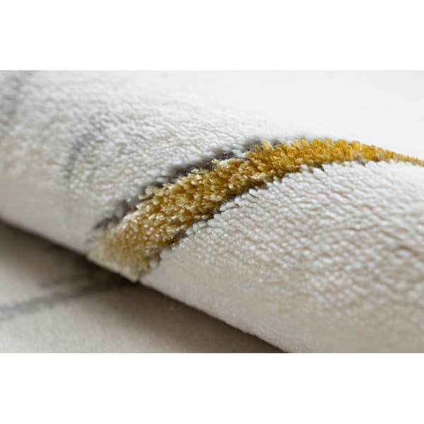 Exklusiv EMERALD Matta 1012 circle - glamour, snygg marble, geometrisk kräm / guld, cirkel 160 cm