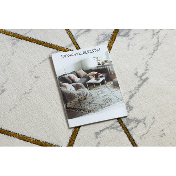 Exklusiv EMERALD Matta 1012 circle - glamour, snygg marble, geometrisk kräm / guld, cirkel 160 cm
