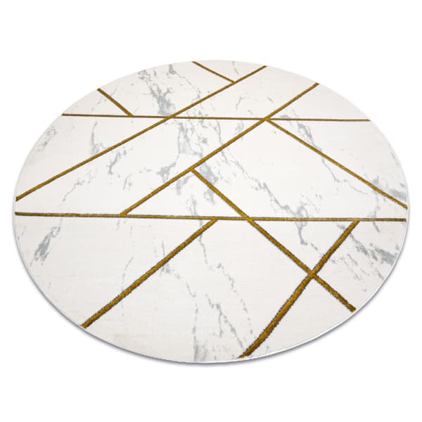 Exklusiv EMERALD Matta 1012 circle - glamour, snygg marble, geometrisk kräm / guld, cirkel 160 cm