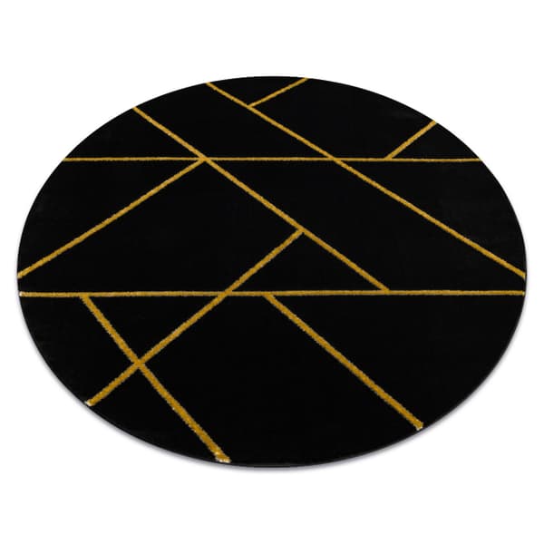 Exklusiv EMERALD Matta 1012 circle - glamour, snygg marble, geometrisk svart / guld, cirkel 120 cm
