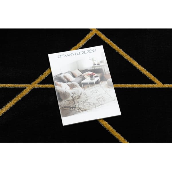 Exklusiv EMERALD Matta 1012 circle - glamour, snygg marble, geometrisk svart / guld, cirkel 200 cm