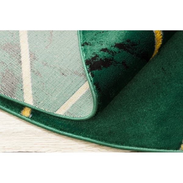 Tæppe EMERALD eksklusiv 1012 cirkel - glamour, stilfuld marmor, geometrisk flaske grøn / guld, cirkel 160 cm