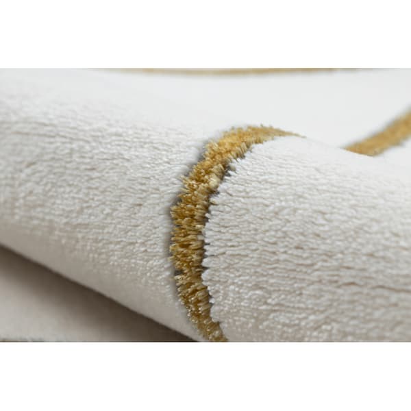 Exklusiv EMERALD Matta 1013 circle - glamour, snygg geometrisk kräm / guld, cirkel 160 cm