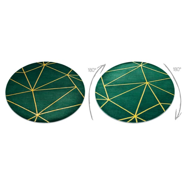 Exklusiv EMERALD Matta 1013 circle - glamour, snygg geometrisk flaska grön / guld, cirkel 200 cm