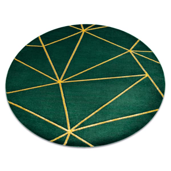Exklusiv EMERALD Matta 1013 circle - glamour, snygg geometrisk flaska grön / guld, cirkel 200 cm