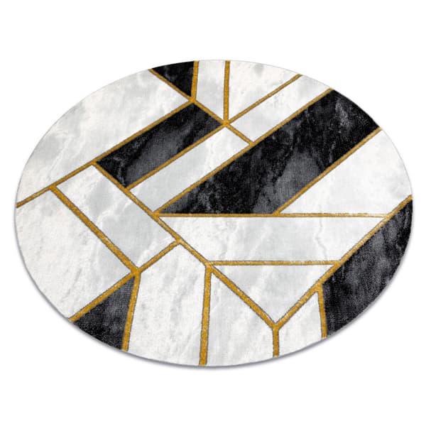 Exklusiv EMERALD Matta 1015 circle - glamour, snygg marble, geometrisk svart / guld, cirkel 120 cm