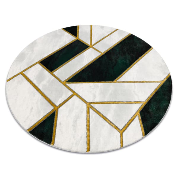 Exklusiv EMERALD Matta 1015 circle - glamour, snygg marble, geometrisk flaska grön / guld, cirkel 200 cm