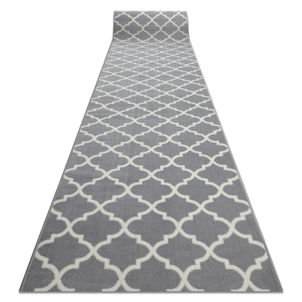 Fortovet BCF MORAD Trelis Marokkansk kløver grå / fløde 120 cm, 120x340 cm
