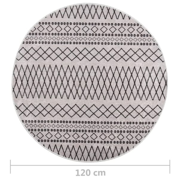 vidaXL Vaskbart teppe φ120 cm sklisikker svart og hvit