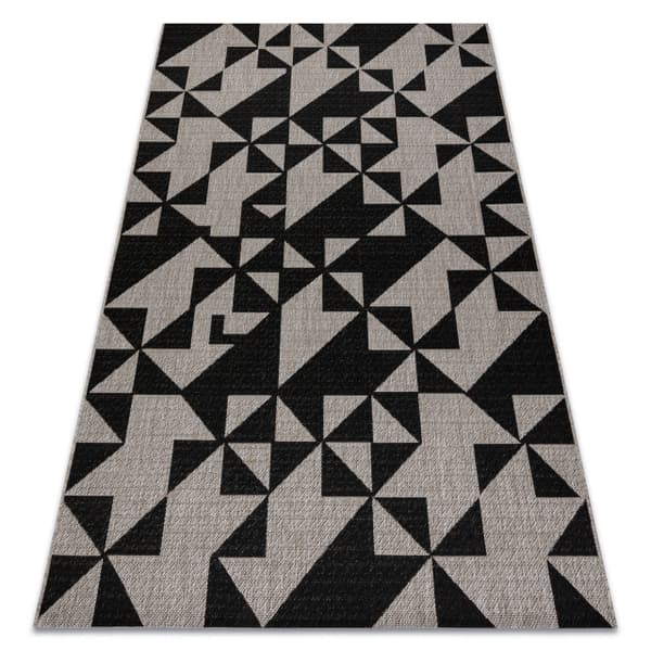 MATTA SIZAL FLOORLUX 20489 silver / svart TRIANGLER, 240x330 cm