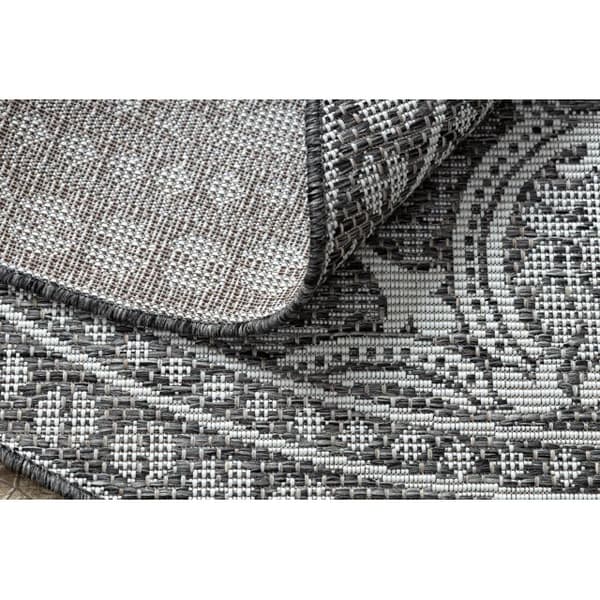 Sisaltæppe SISAL LOFT 21193 hjul BOHO elfenben/sølv/grå, cirkel 120 cm